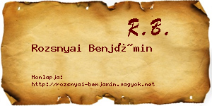 Rozsnyai Benjámin névjegykártya